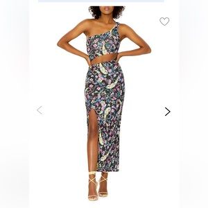 AFRM Lumi asymmetrical floral print cutout dress